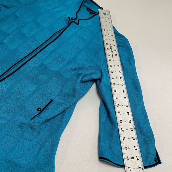 Ming Wang Blue Acrylic Open Front Top Cardigan Sweater Size XL - Picture 10 of 12